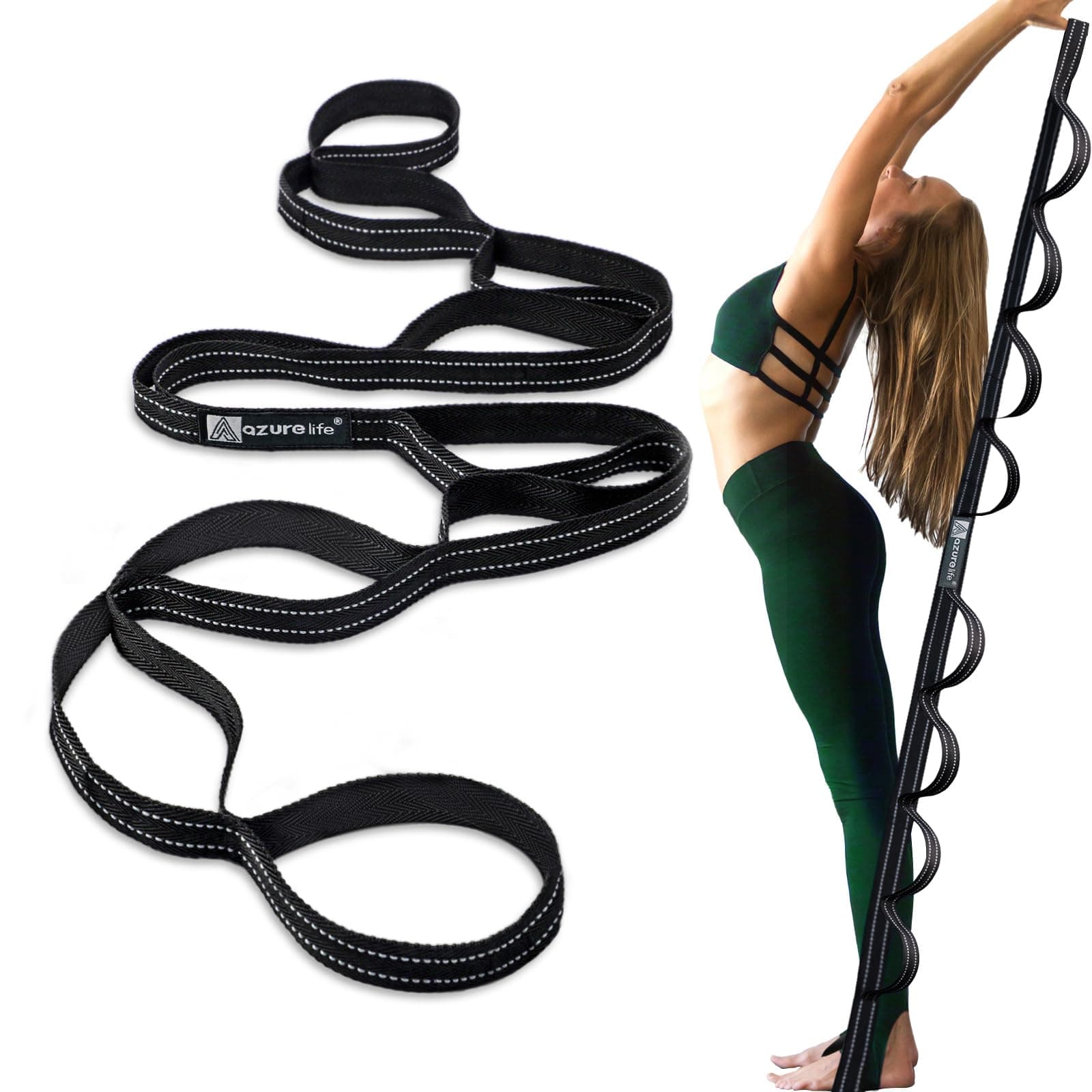 Premium Durable Stretch Straps with Loops, Stretching Strap for Physical Therapy, Multi-Loop Yoga Strap Fitness Exercise Strap for Yoga, Pilates, Dance, Flexibility&Exercise