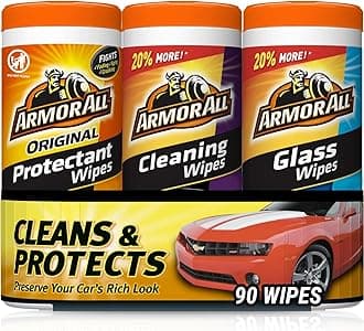 Armor All Protectant, Glass and Cleaning Wipes, Wipes for Car Interior and Car Exterior, 30 Count Each (Pack of 3)