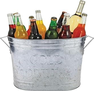 True Vino Galvanized"Cold Drinks" Ice Bucket, 8.3 litres