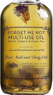 BEAUTE DE PROVENCE Multi-Use Oil for Face, Body and Hair - Forget Me Not - Organic Blend of Apricot, Vitamin E and Sweet Almond Oil Moisturizer for Dry Skin, Scalp and Nails - 4 Fl Oz