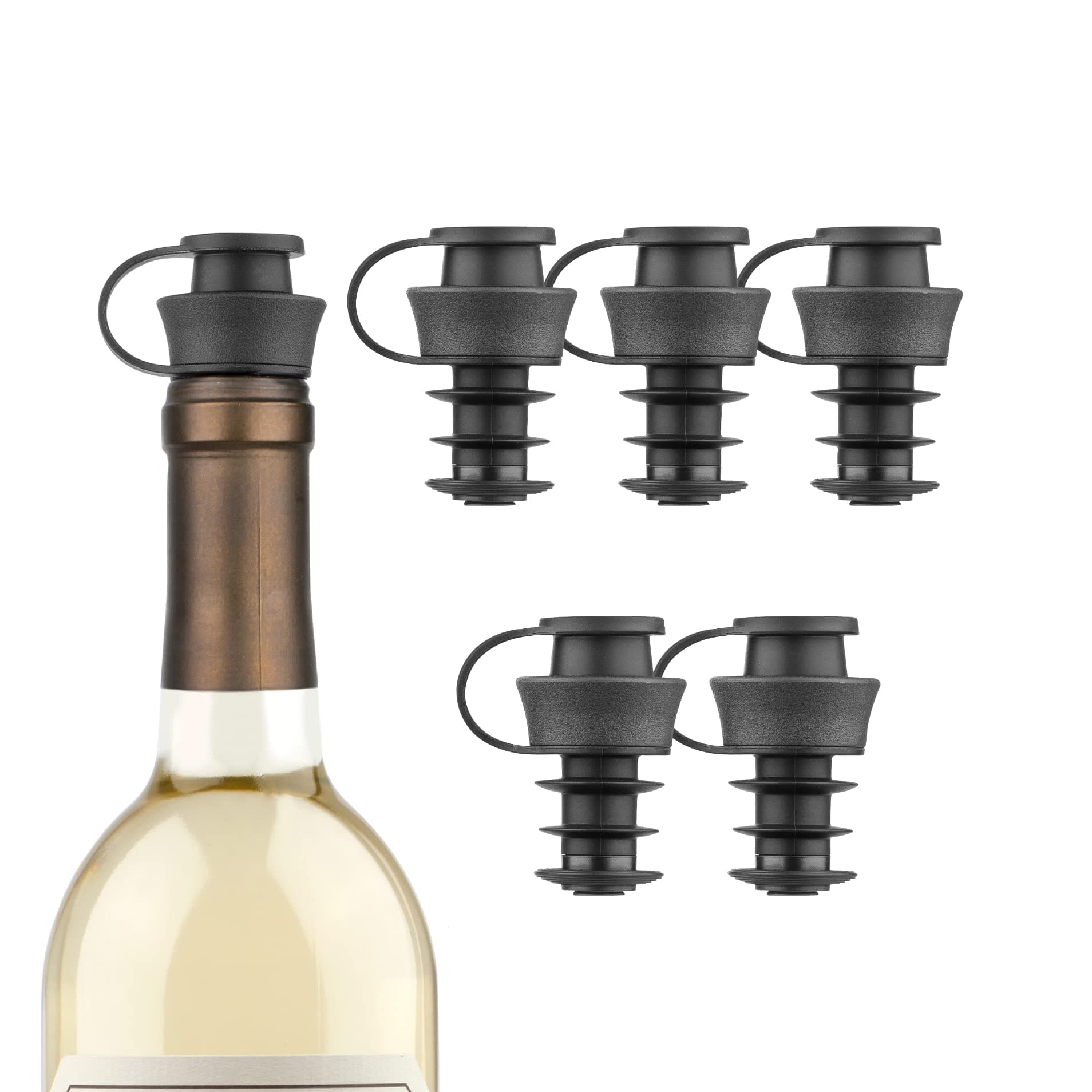 Pivot Stoppers - 6 Pack Wine Bottle Plugs, Use with Pivot Wine Tool to Save Wine with Open and Close Cap