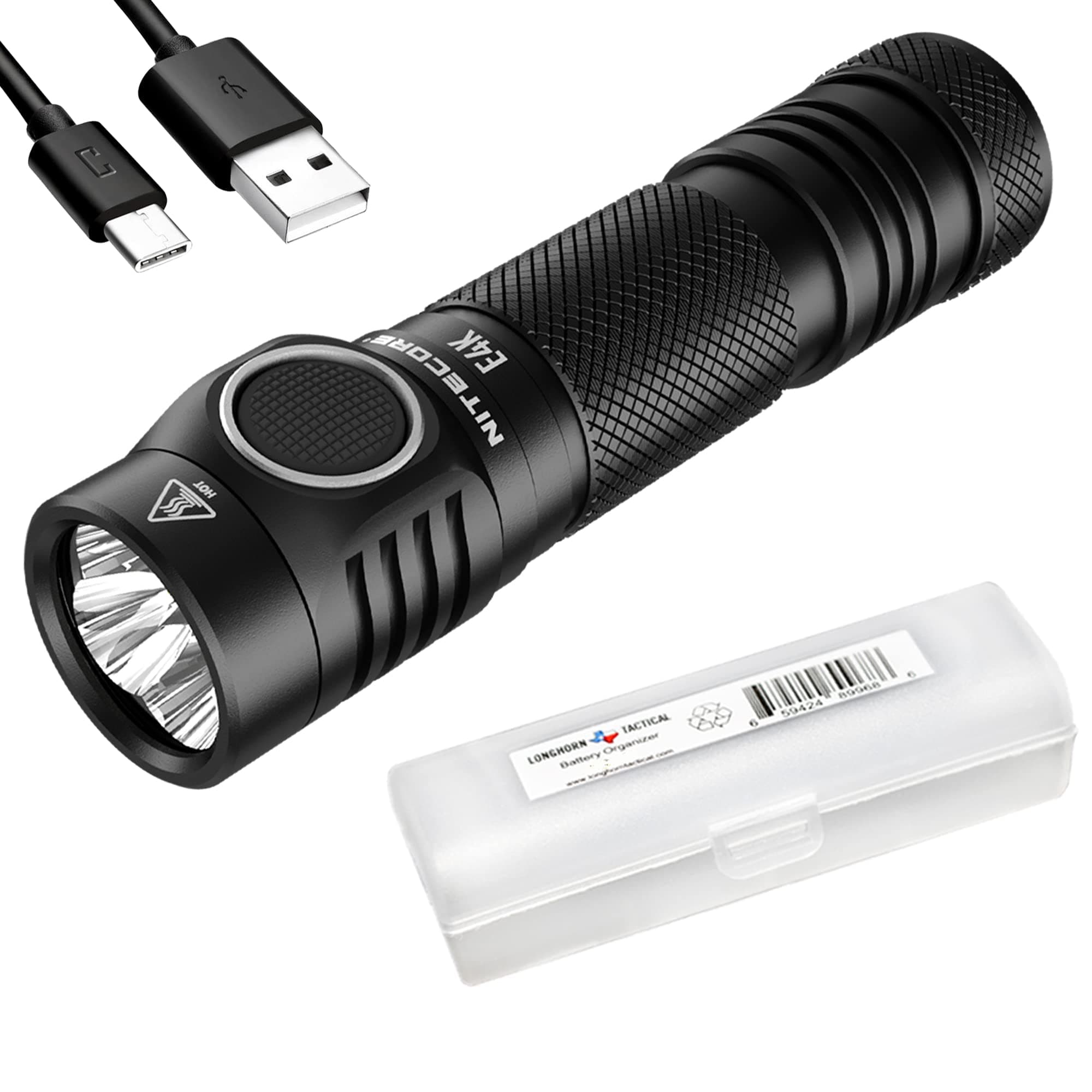 E4K 4400 Lumen EDC Compact Rechargeable Flashlight with LumenTac Organizer