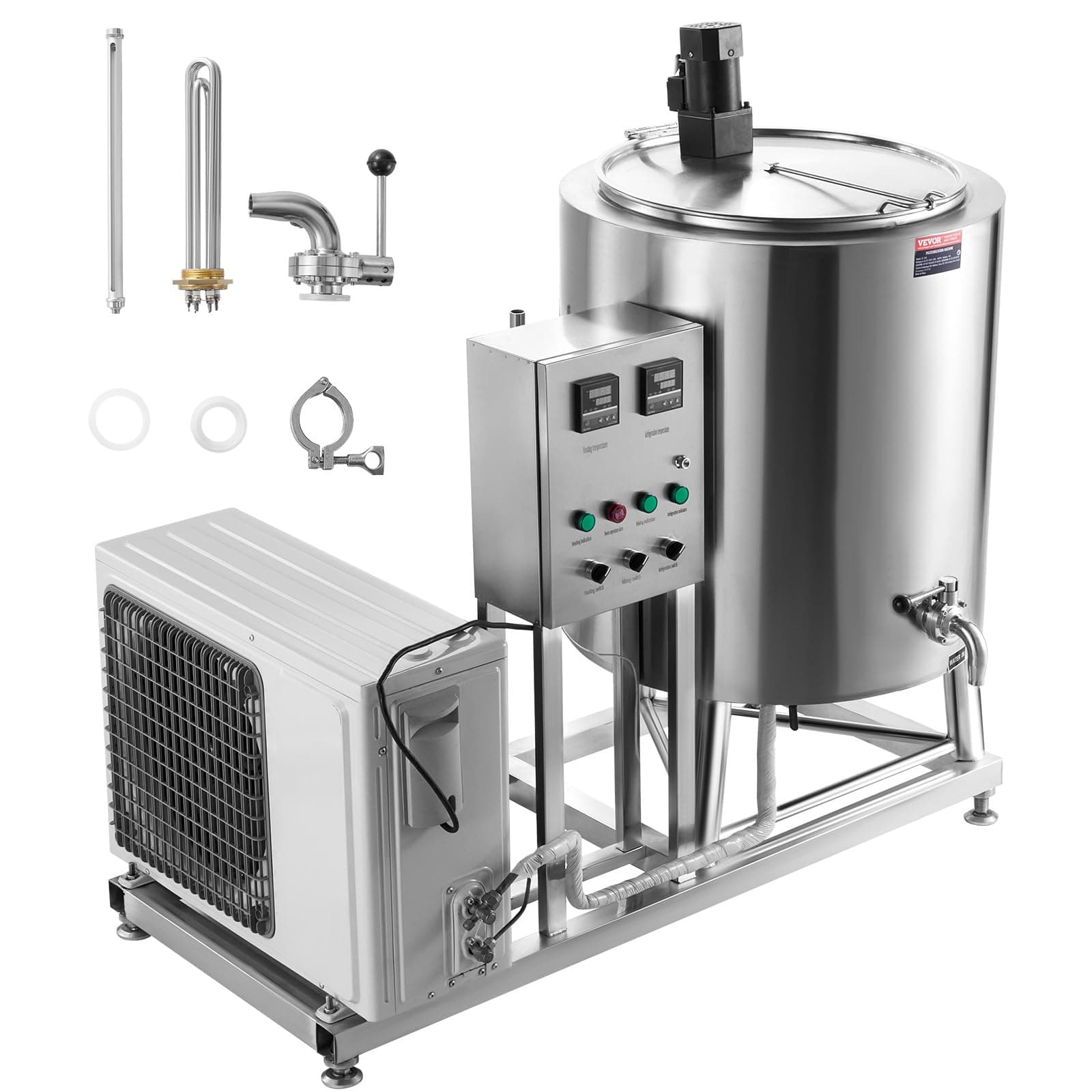VEVOR Milk Pasteurizer 150L, Commercial Milk Pasteurization Machine, Food Grade 304 Stainless Steel, Professional Pasteurization with Time and Temperature Control, for Milk Juice Yogurt Sterilization