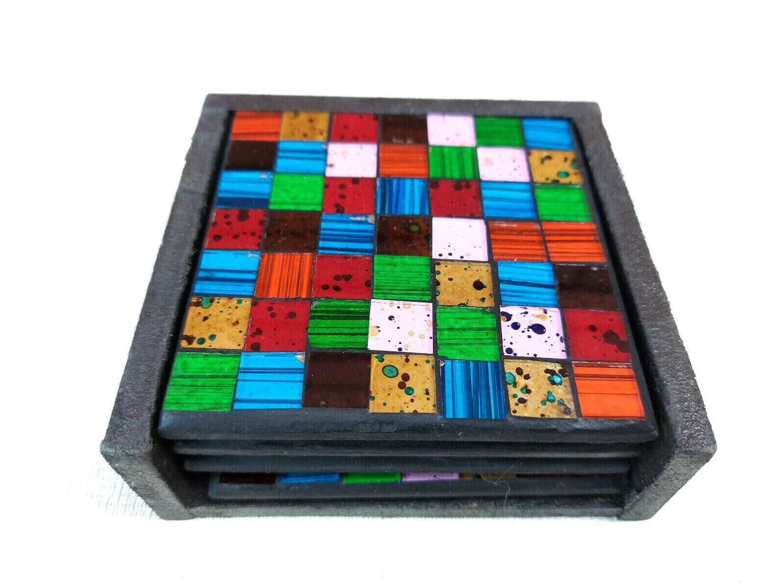 Multicoloured Mosaic Coasters - Set of 4