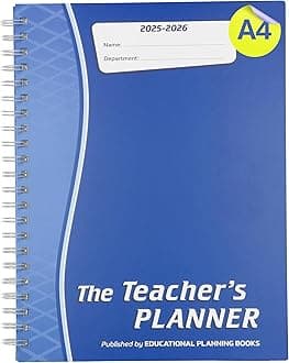 Educational Planning Books - The Teachers Planner 2025-26 | (A4, 6 Periods) | Page-a-Day & Undated, with Dedicated Pages for Year Planning, Exams, Marking, Contacts, and more - Blue (TP3-B)