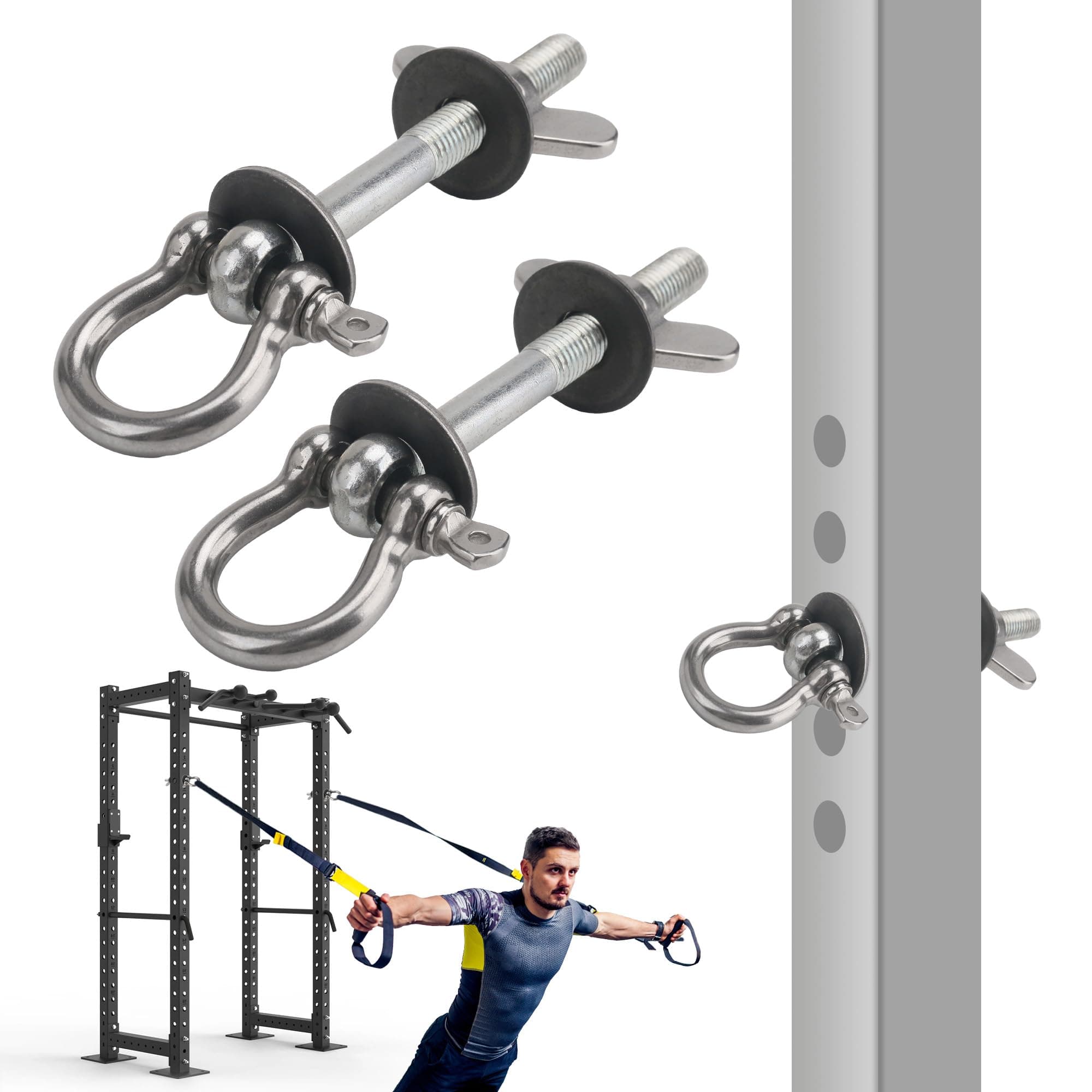 Power Rack Attachments 2 Pack - Resistance Band Hooks for Squat Rack O-Ring Attachment for Squat Rack