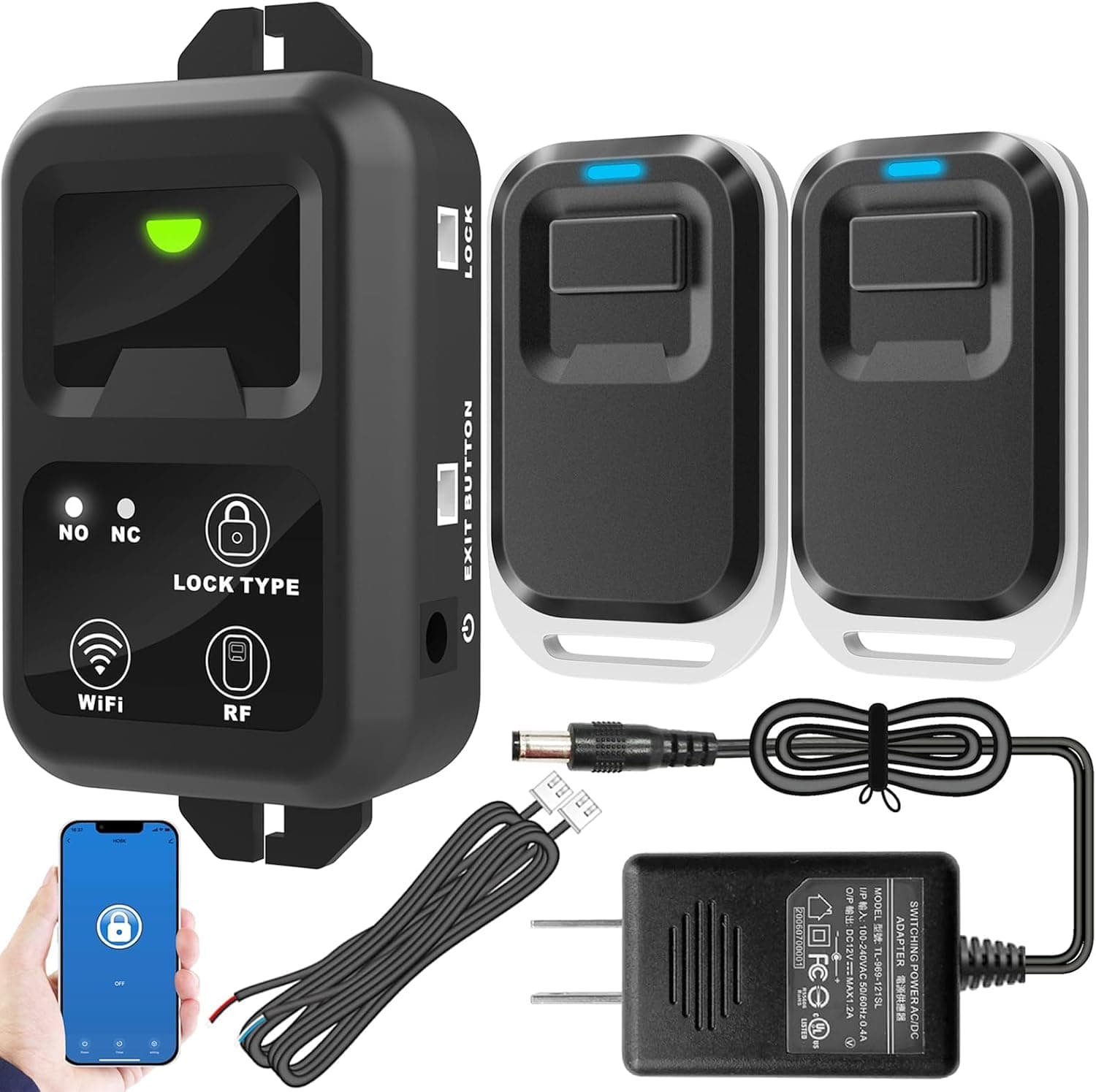 UHPPOTE 2.4Ghz WiFi Remote Control Switch with DC Power Connector Specially Applied to Access Control Lock