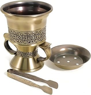 Incense Resin Incense Burner, Censer, Baking Hearing Burner, Charcoal, Incense Burner with Handle Pliers for Yoga, Spa Aromatherapy - Bronze