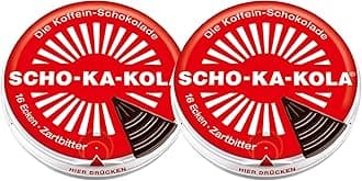 Dark Chocolate SCHO-KA-KOLA with natural Caffeine from Cocoa, Cola-Nut-Powder and Coffee 2 tins x 100 g/Germany