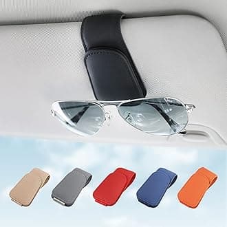 Sunglass Holder for Car Visor Sunglasses Clip Magnetic Leather Glasses Eyeglass Holder Interior Car Accessories for Woman Man -2 Packs Black