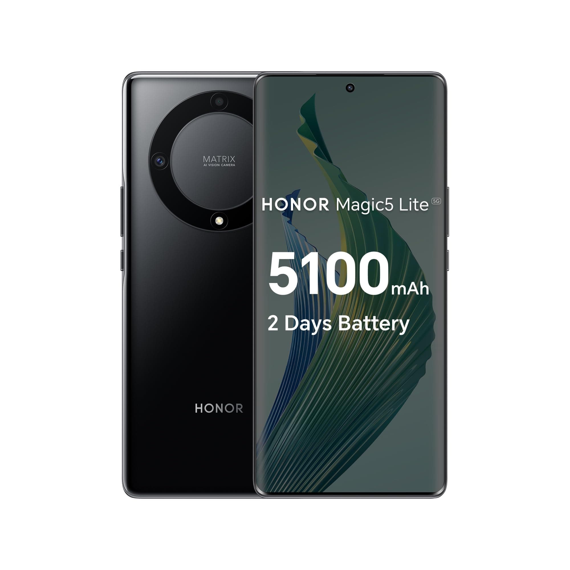 Honor Magic5 Lite Dual-SIM 256GB ROM + 8GB RAM (Only GSM | No CDMA) Factory Unlocked 5G Smartphone (Midnight Black) - International Version