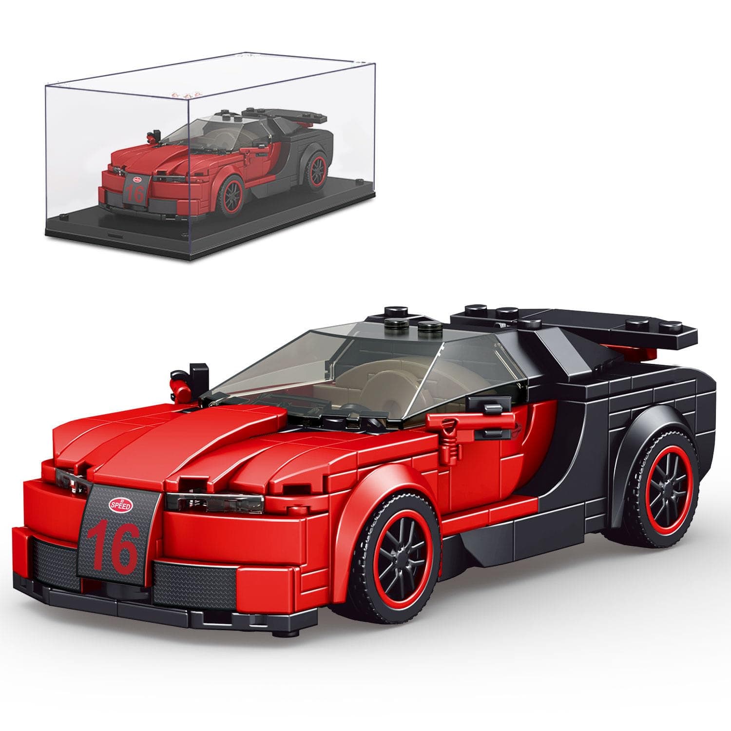 Speed Champion Veyron Car Building Blocks with Display Case, Model Car Kits Toys Building Sets for Adults Kids 8+ (370 PCS)
