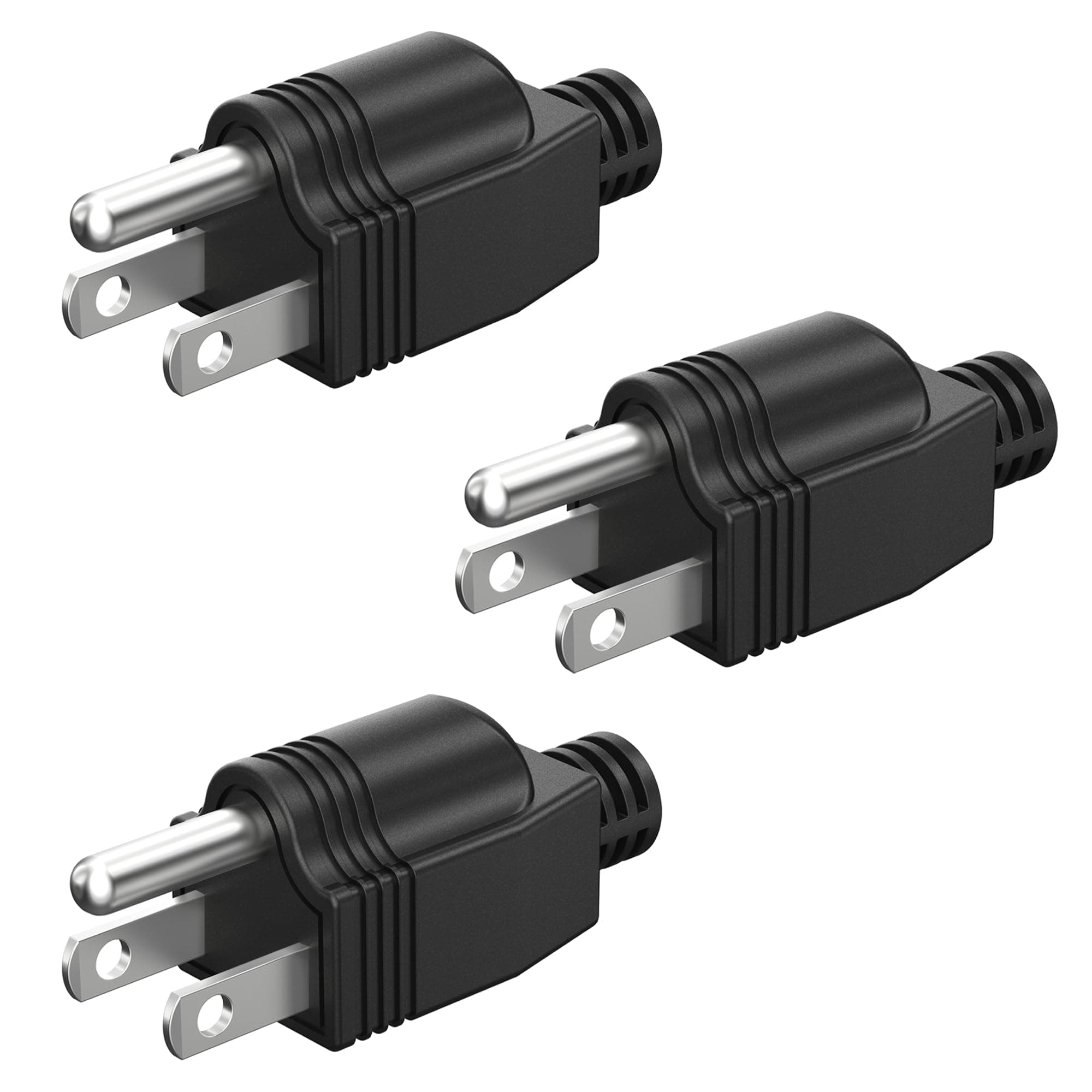 NEMA 5-15P Electrical Replacement Plugs End, Extension Cord Ends 125V 15A 2Pole 3Wire Male Plug，Ground Neutral Generator Plug，3 Prong Power Replacement Plug