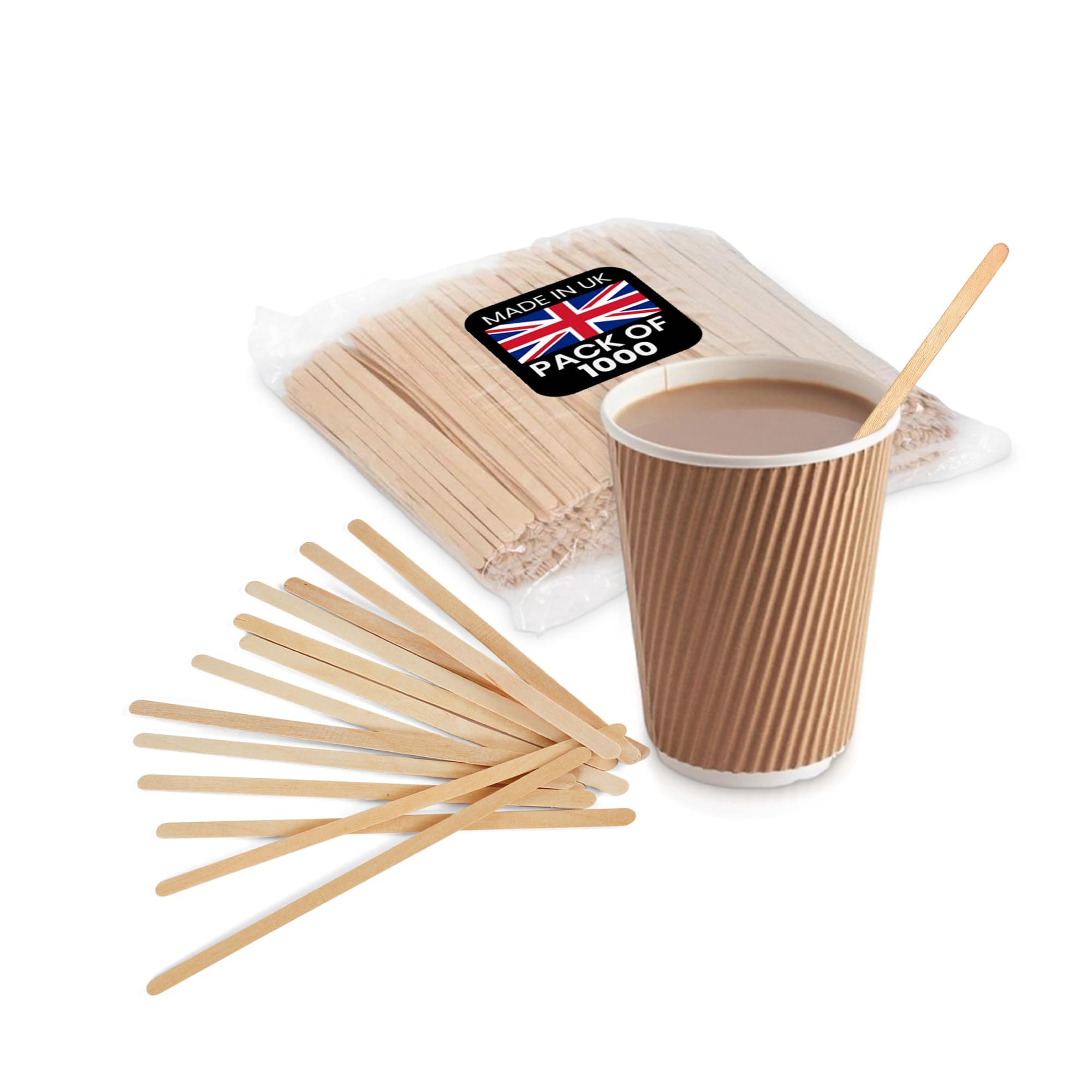 We Can Source It Ltd - Wooden Coffee Stirrers 5.5 Inch – Natural Birchwood Stir Sticks for Tea, Coffee & Drinks – Eco-Friendly, Compostable & Biodegradable – Barista, Café, Party Use - Pack of 1000