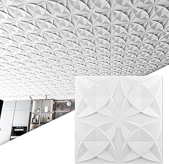 Art3d 12-Pack PVC Drop Ceiling Tiles (48 Sq.Ft), 24"x24" Decorative Panels for Home and Office, 2ft x 2ft, Floral Style