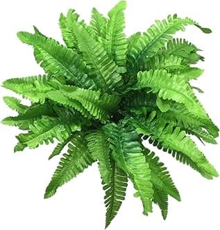 CATTREE Artificial Plants, Fake Persian Grass Plastic Plants Fern Leaves Shrubs Wedding Indoor Outdoor Home Garden Verandah Kitchen Office Table Centerpieces Arrangements Christmas Decoration 4 Pack