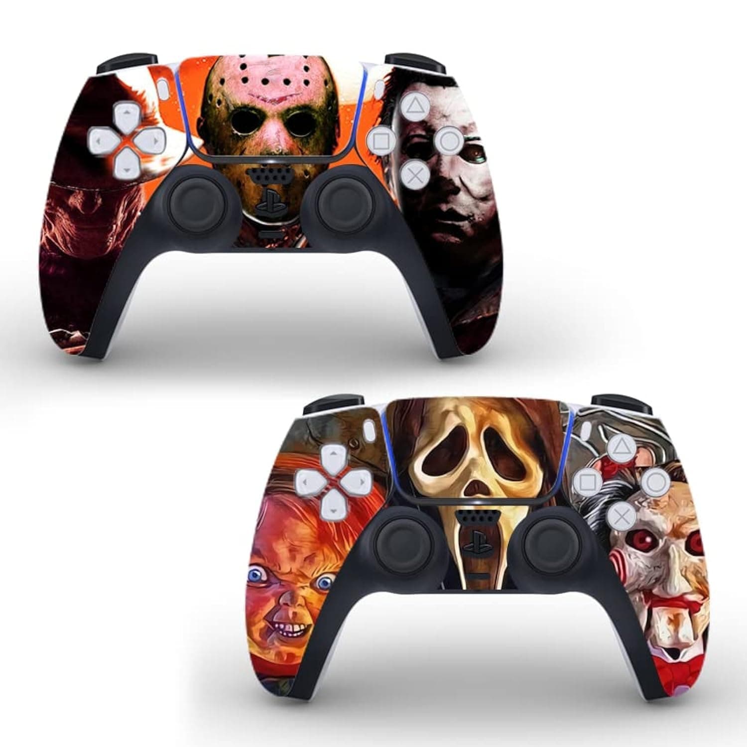 2 Pack Controllers Skin Covers Vinyl Stickers Decal Compatible with PS5 Controller Remote Horror Characters