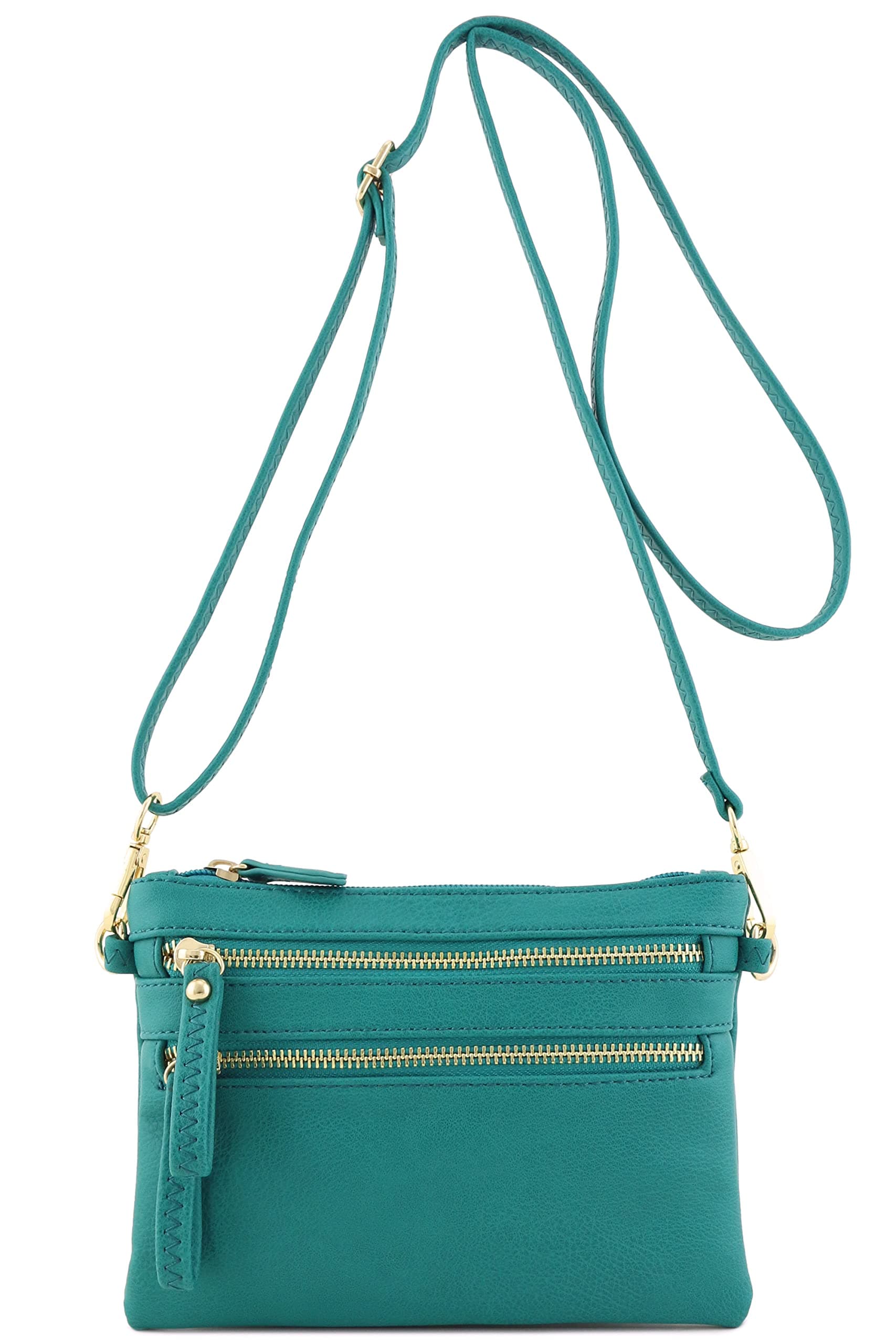 Multi Zipper Pocket Small Wristlet Crossbody