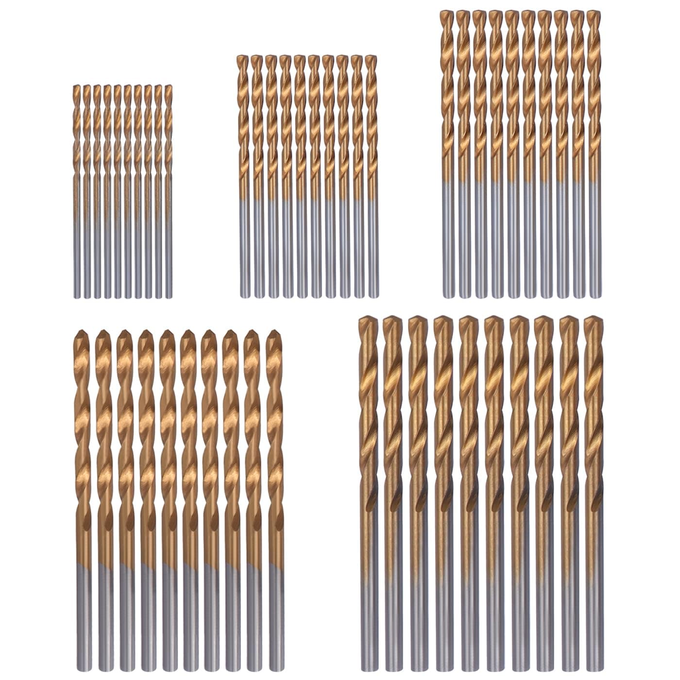 Mesee 50 Pieces Mini Twist Drill Bit Set 1mm/ 1.5mm/ 2mm/ 2.5mm/ 3mm Titanium Coated HSS Drill Bits Round Shank Micro Twist Bits for Drilling Wood Plastic Copper Aluminum Alloy