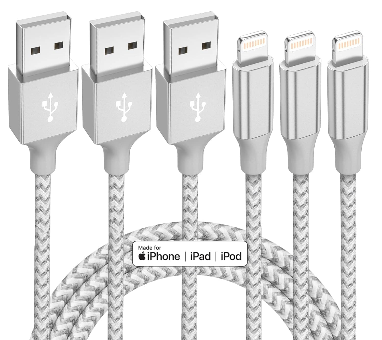 iPhone Charger 3 Pack 10 ft Apple MFi Certified Lightning Cable Nylon Braided Cable iPhone Charger Fast Charging Cord Compatible with iPhone 13 12 11 Pro Max XR XS X 8 7 6 Plus SE iPad and More