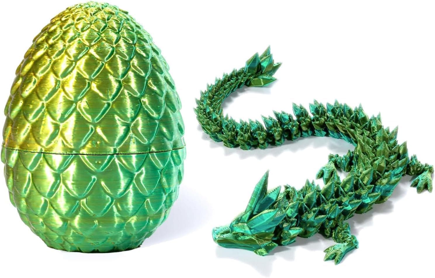 3D Printed Dragon in Egg,8.5CM Mini Dragon Egg,Flexible Joints Home Decor Executive Desk Toys,Home Office Decor Executive Desk Toys for Autism/ADHD (Green)
