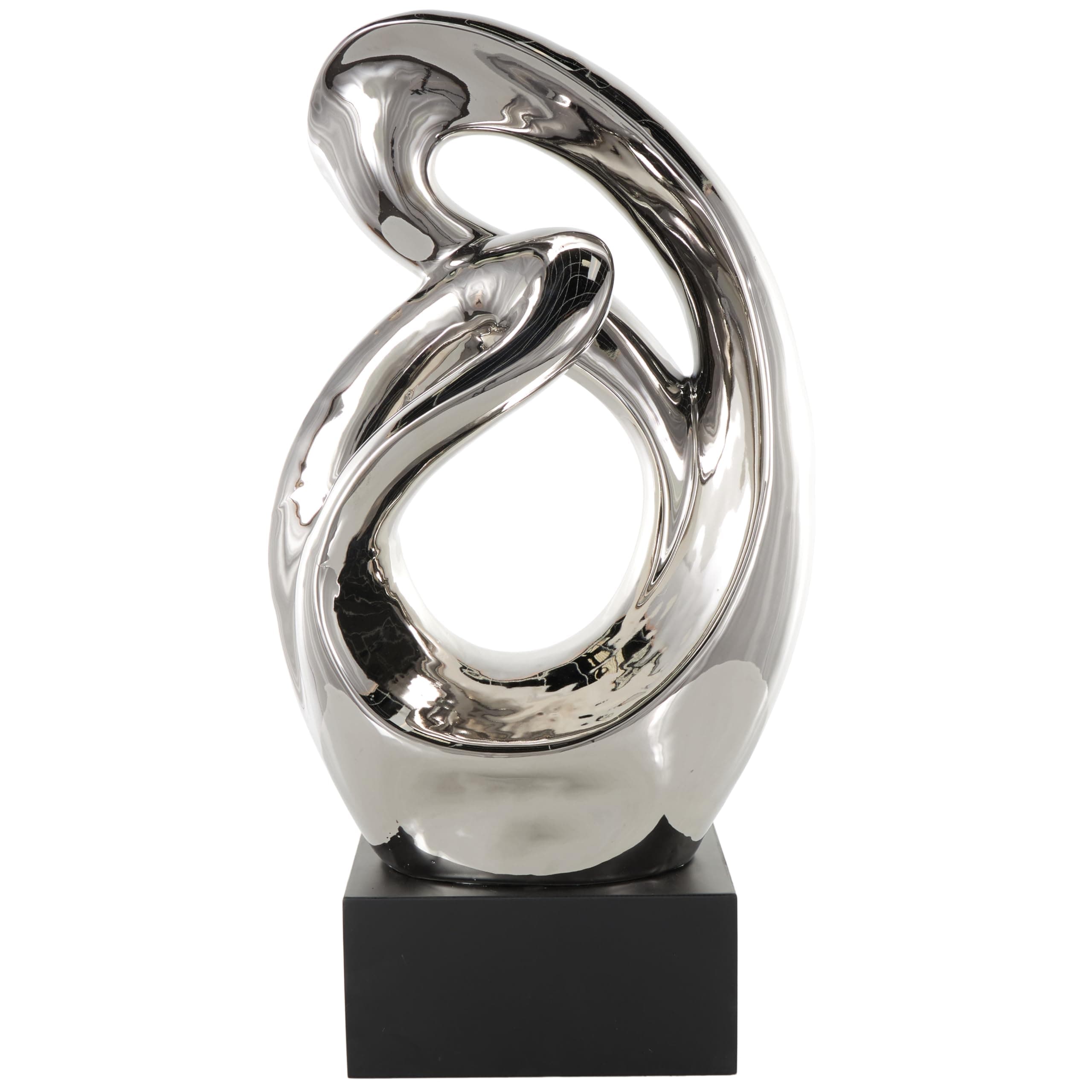 Deco 79 Ceramic Abstract Decorative Sculpture Home Decor Statue, Accent Figurine 14" x 7" x 27", Silver
