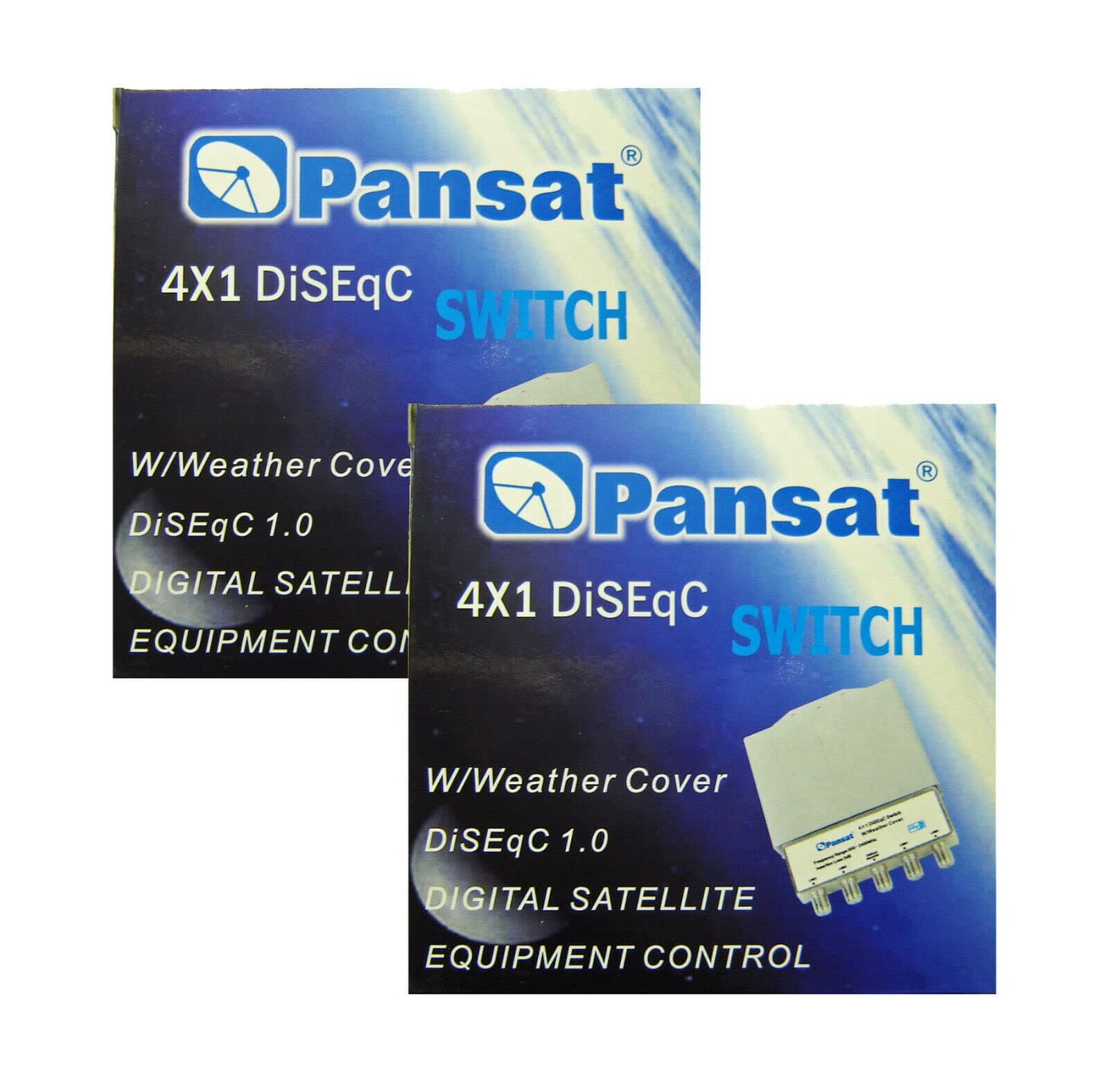 2 Pack - PANSAT 4X1 DiSEqC 2.0 FTA Switch with Weather Cover