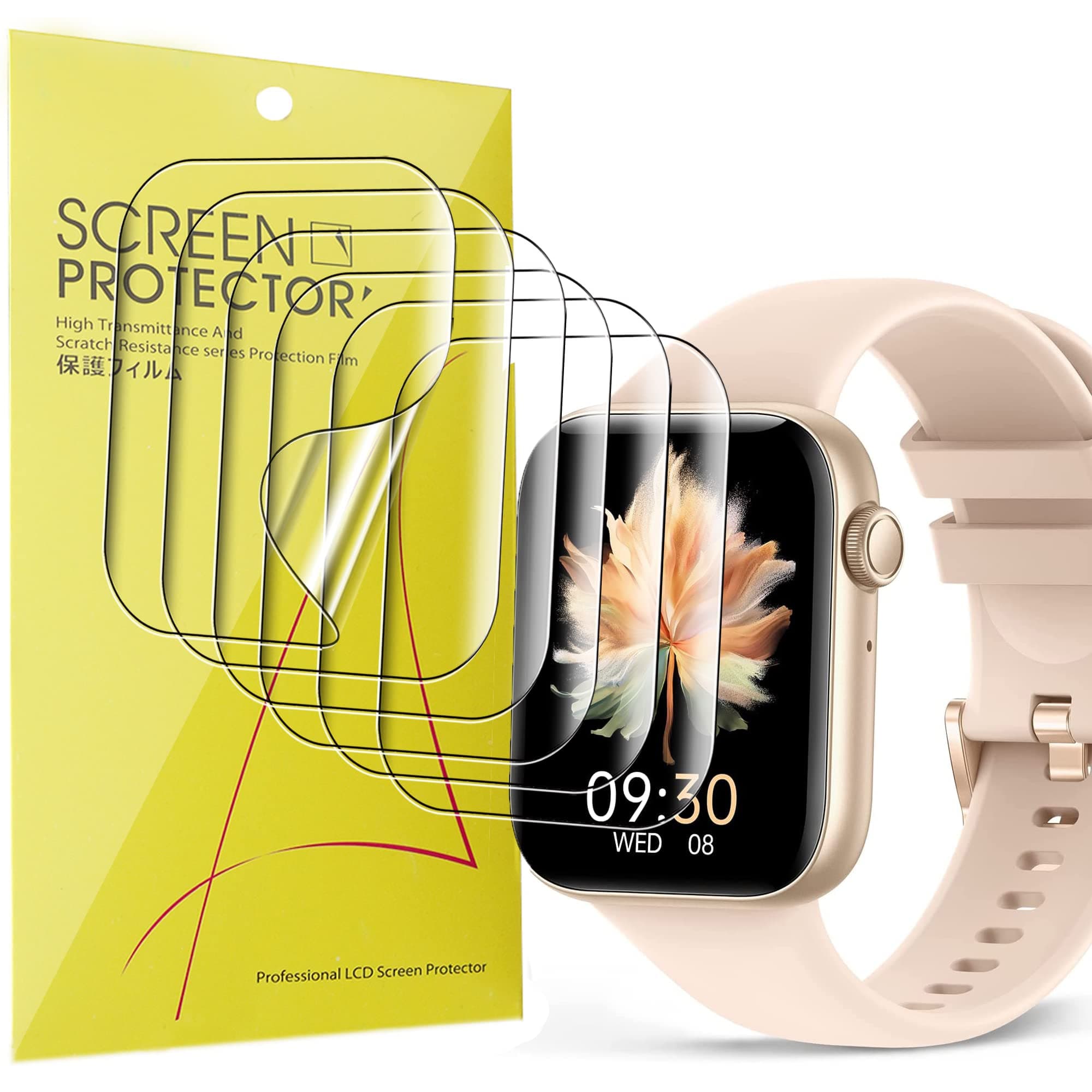 Compatible for HOETEK Smart Watches Screen Protector, [6 Pack] Full Coverage TPU Clear Film Compatible for HOETEK L31 1.85 Smart Watches (6 pack)