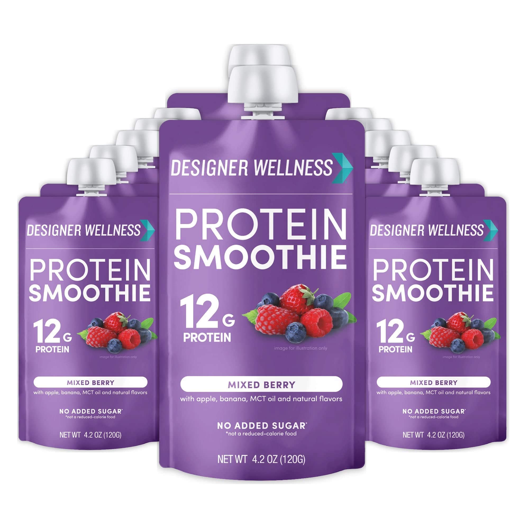 Protein Smoothie, Real Fruit, 12g Protein, Low Carb, Zero Added Sugar, Gluten-Free, Non-GMO, No Artificial Colors or Flavors, Mixed Berry, 12 Count