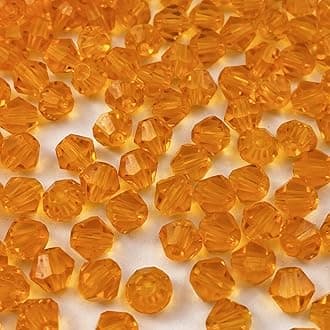 200pcs Bicone Crystal Beads 6mm Crystal Glass Faceted Beads for Necklace Bracelet Earrings DIY Jewelry Crafts Making Supplies(Orange)