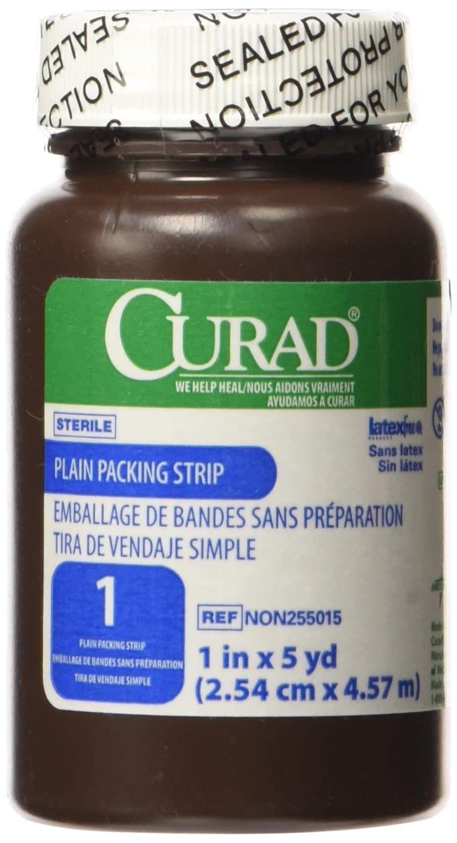 CURAD Sterile Plain Packing Gauze Strips, 1" x 5 yds., Essential Wound Care Supplies, Pack of 12