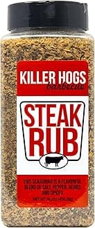 - Killer Hogs Steak Rub Championship BBQ, Smoking, and Grilling Seasoning for Beef, Burgers, and Pork Chops, with Salt, Pepper, Herbs and Spices, 16.2 oz Shaker