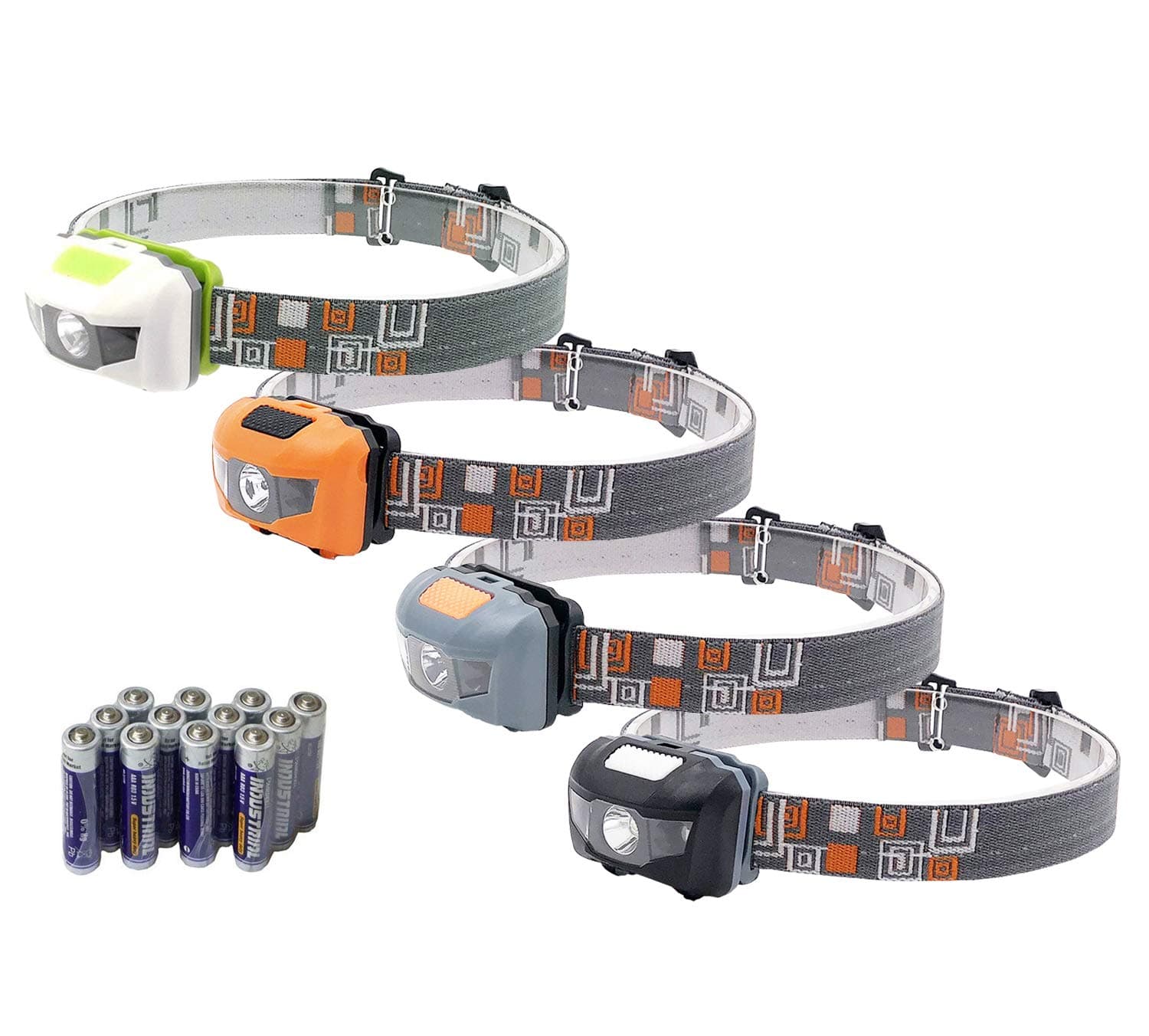 Pack 4.SUNYANG Waterproof White+Red Light Headlamp,4 Brightness Level Choice,160 Lumens,50g Weight,Comfortable Head Headlamp