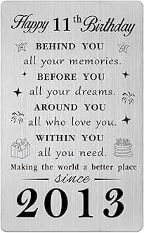 Gezxin Happy 11th Birthday Card for Girl Boy-Sweet 11 Year Yr Old Birthday Gifts for Her Him- Personalised 2014 Bday Presents Keepsake for Women Men Teen Girls Boys Teenager