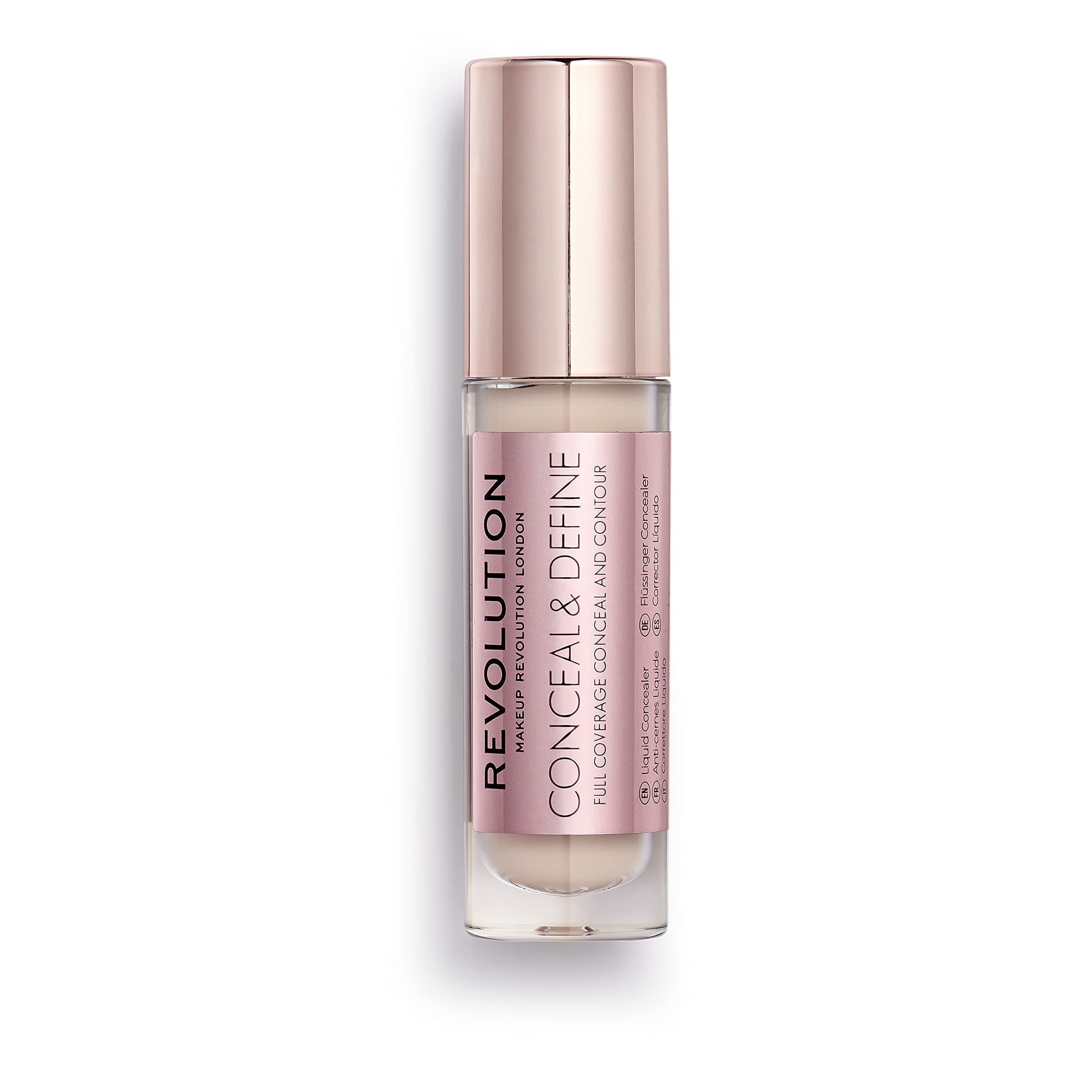 Makeup Revolution Conceal & Define Concealer, Lightweight, Longlasting, Full Coverage Face Makeup, C0.5, 4g