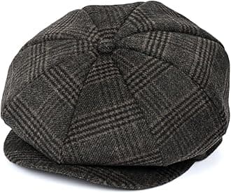 Wool Newsboy Cap for Men Women - Classic Vintage Gatsby Lvy Cabbie Hat Flat Beret Cap Adjustable Size