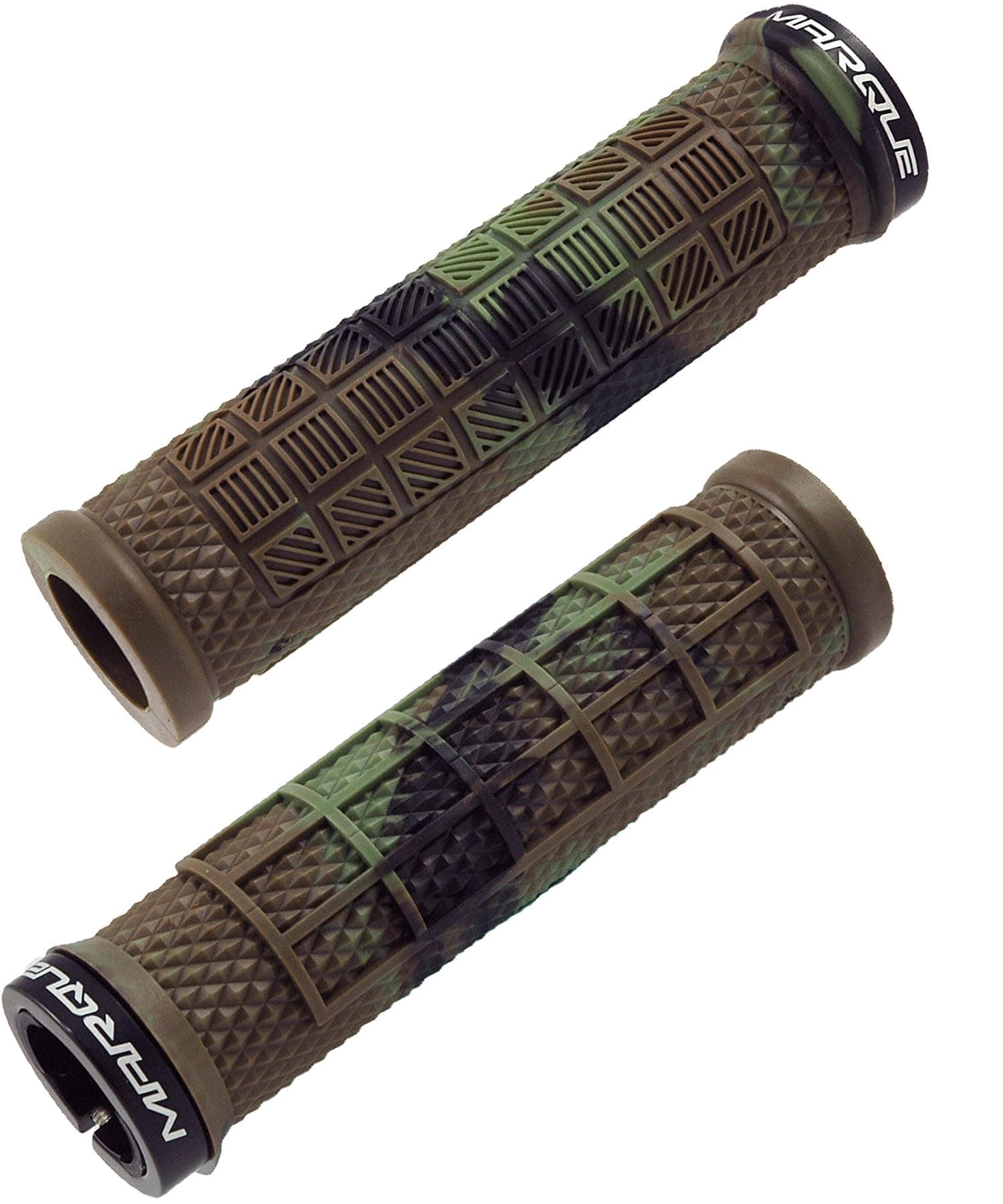 MARQUE Grapple Mountain Bike Handlebar Grips – Single Lock-On Ring MTB and BMX Bicycle Handle Bar with Non-Slip Grip (Jungle Camo)