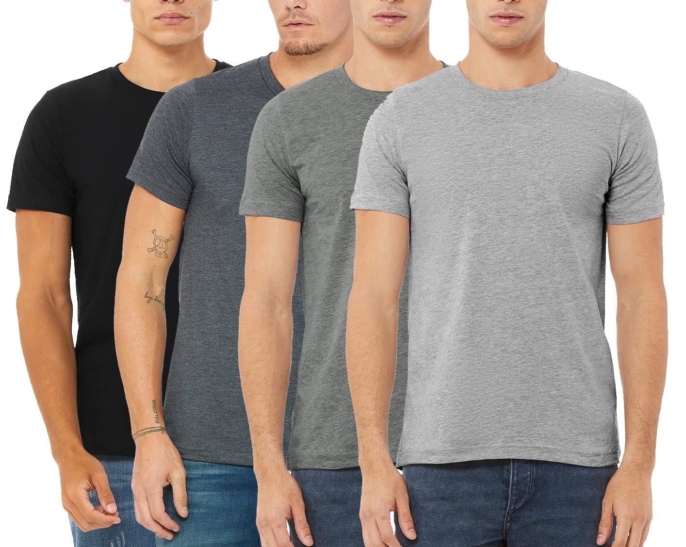 4 Pack Men's Heather Cotton Poly T-Shirt