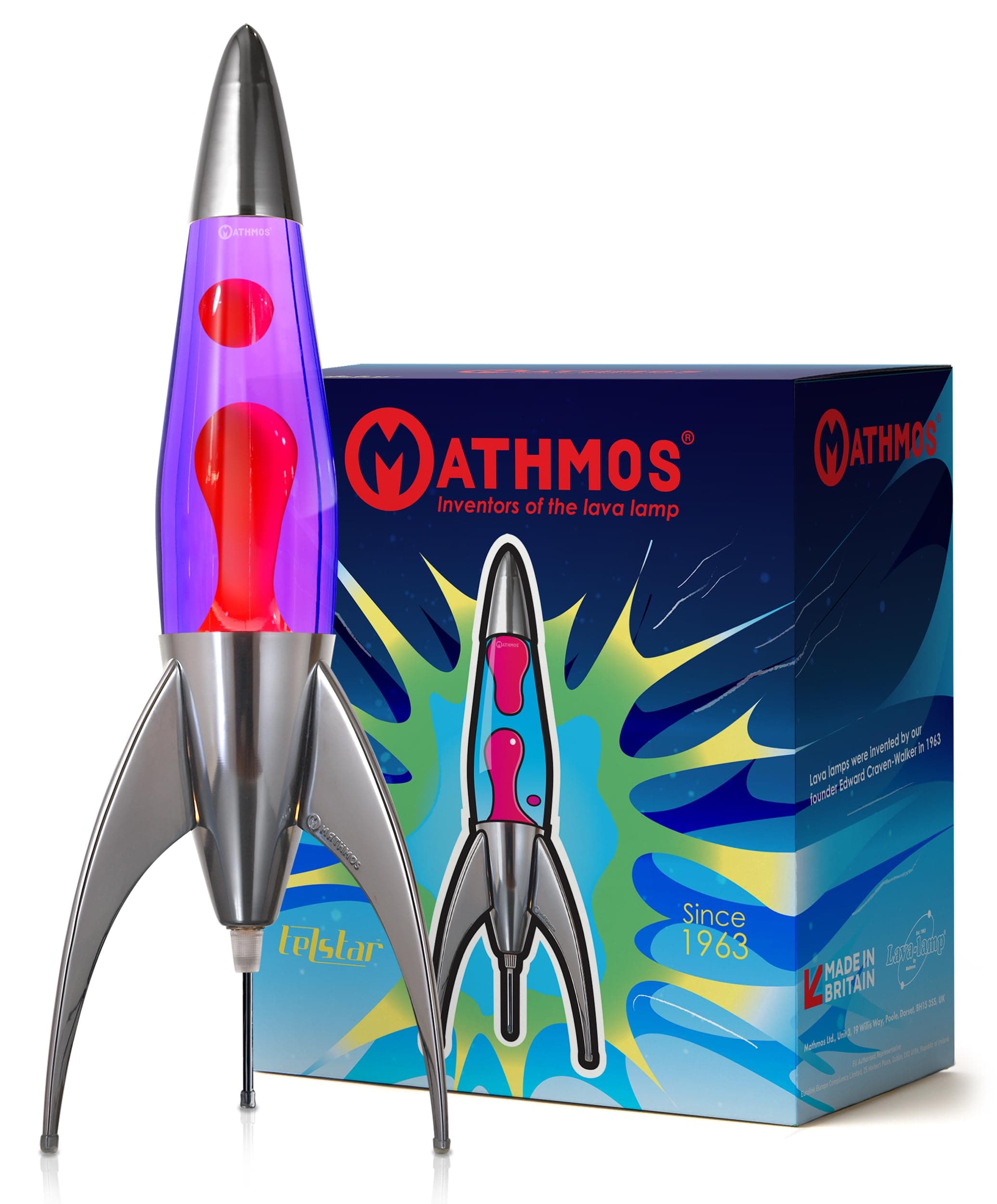 Violet Red Lava Lamp - The Original Mathmos Telstar Rocket