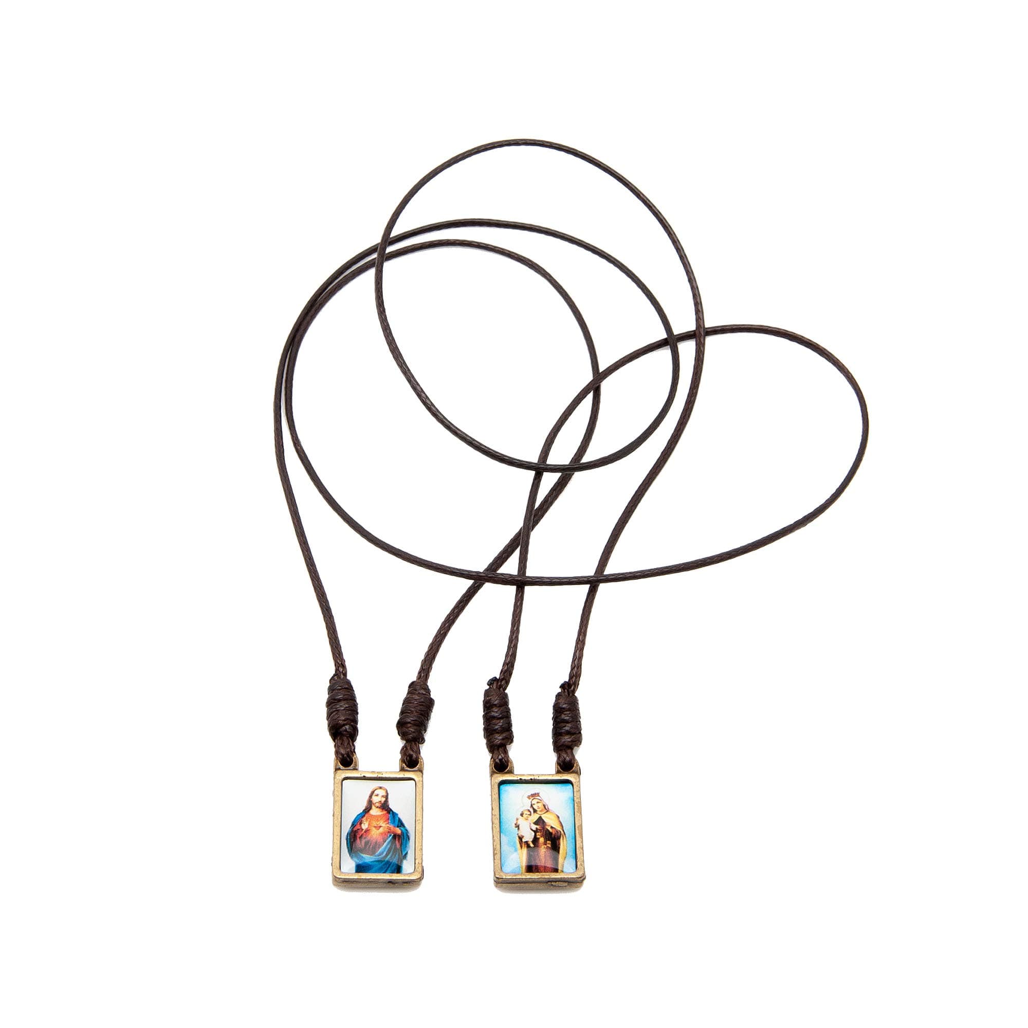 Intercession Metal Catholic Scapular, Wood Resin