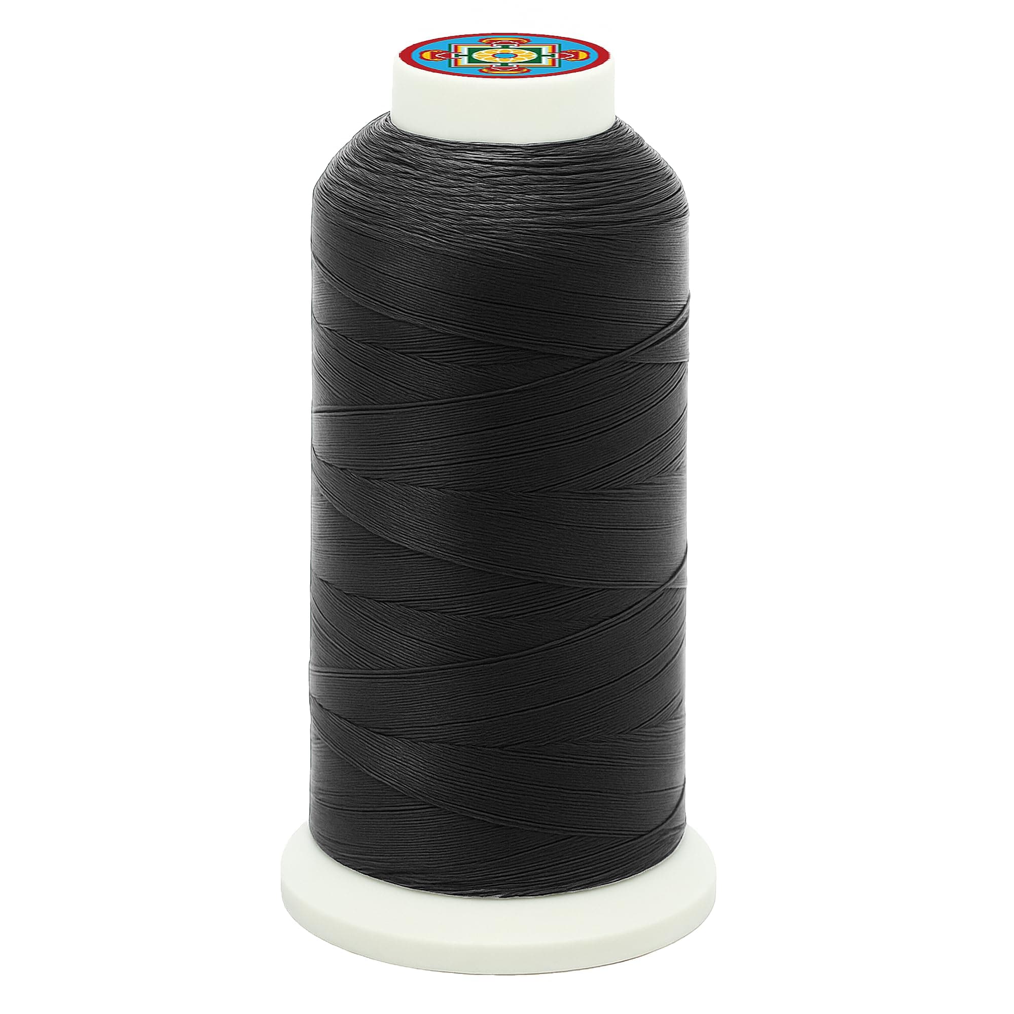 Mandala Crafts Bonded Nylon Thread Black Heavy Duty Sewing Threads - 1500 YDs Size 69 210D T70 Tex 70 Thread for Leather Jeans Weaving Outdoor Marine Upholstery Threads