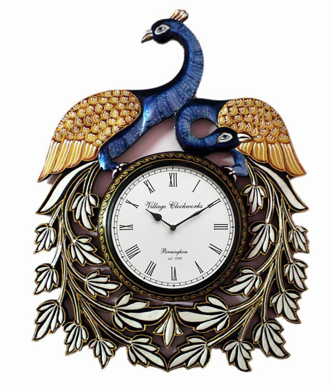 RoyalsCart Peacock Analog Wall Clock, Multi Color (KTWC162)