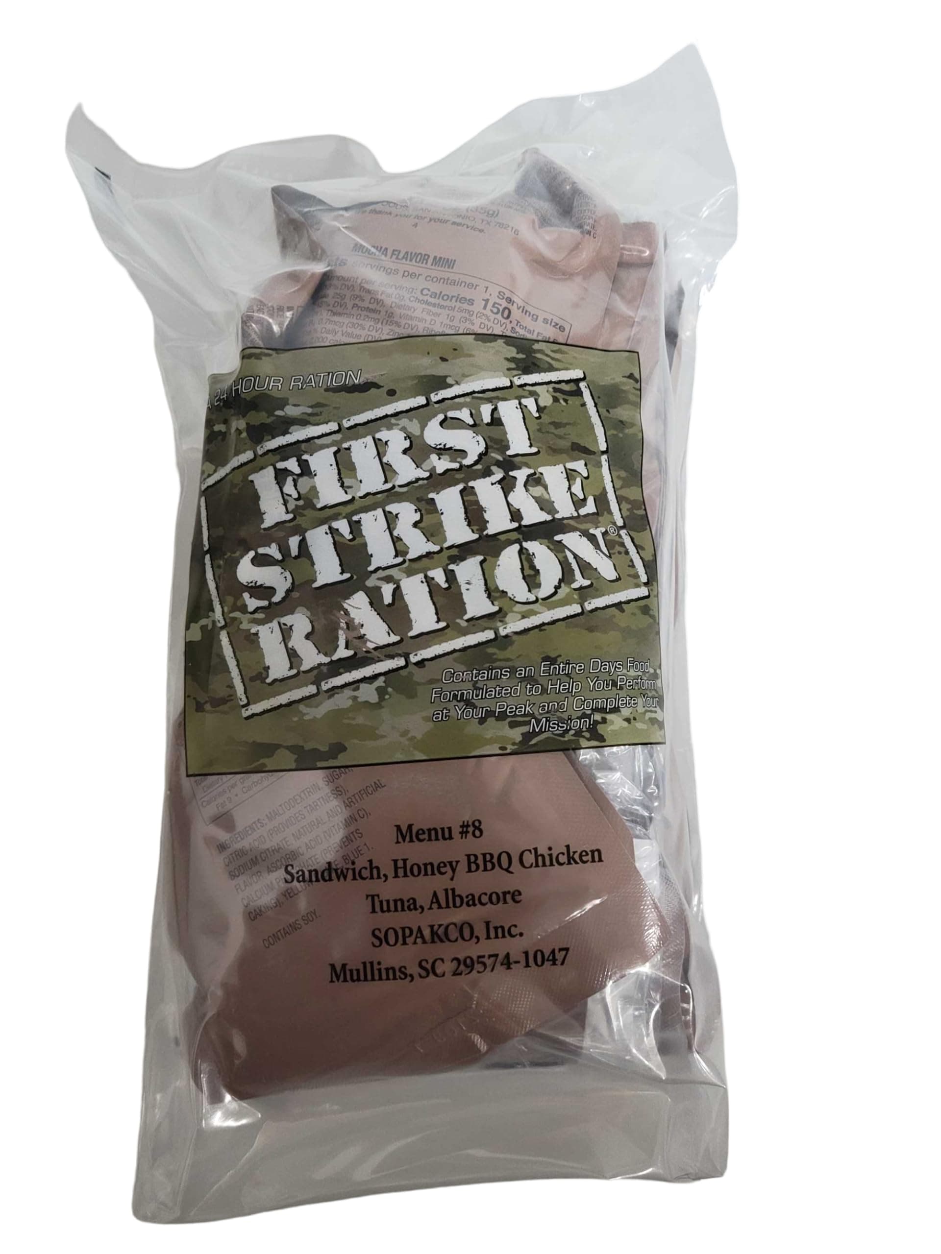 Authentic USGI First Strike Rations (FSR)- 24 hour MRE - Inspection Year 2025 or Newer. 9 Menu options. (8: Albacore Tuna)