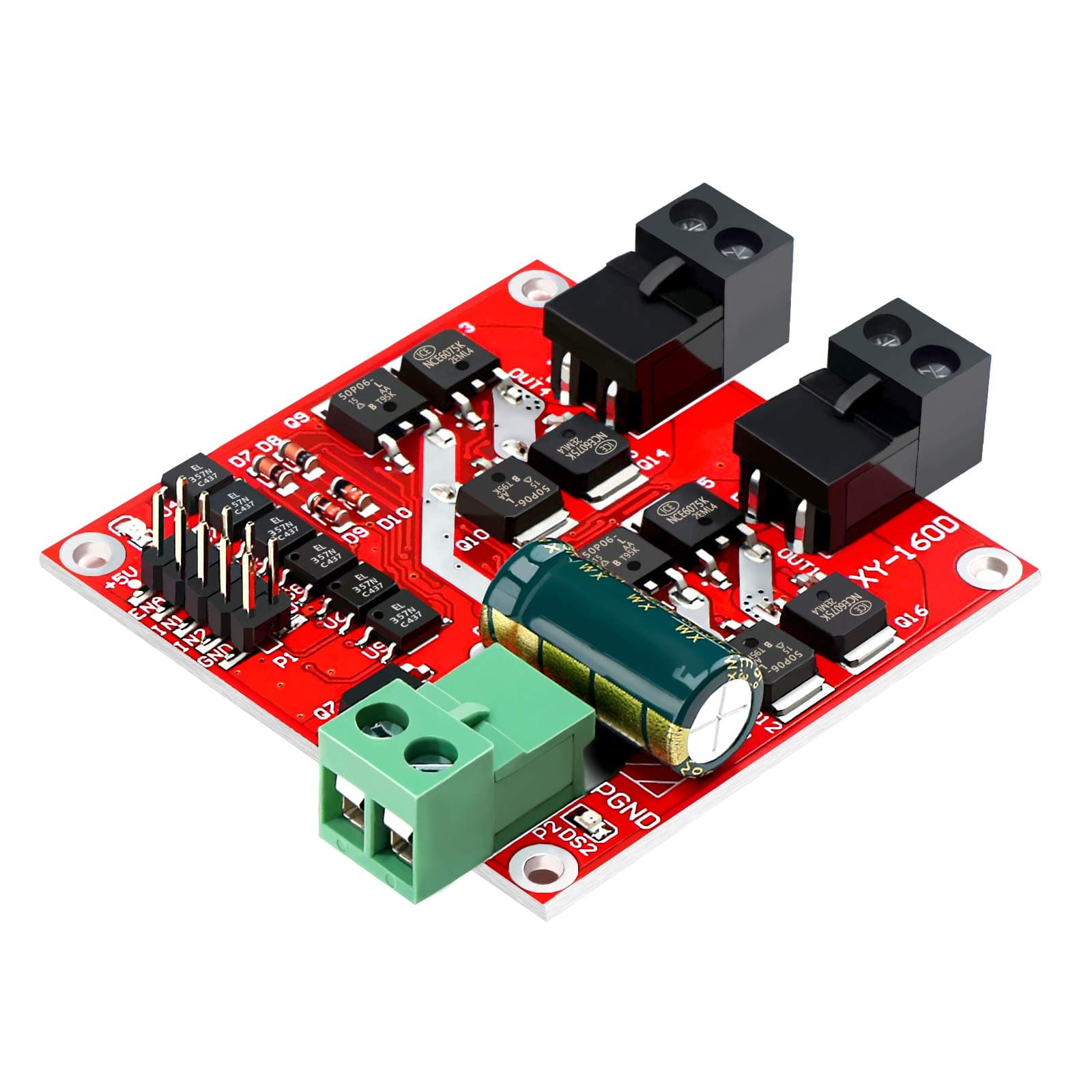 DROK DC Motor Driver, L298 Dual H Bridge Motor Controller, 6.5V-27V, 7A, 160W, Red