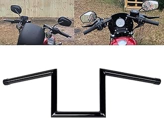 Universal Drag Bars 8 Rise 1" Zee Zed Ape Hanger Z-Bar Handlebars Fit for Harley Sportster 883 1200 Honda Yamaha Suzuki Kawasaki Triumph Most Chopper Cruisers Bobber Bike Cafe Racer Gloss Black