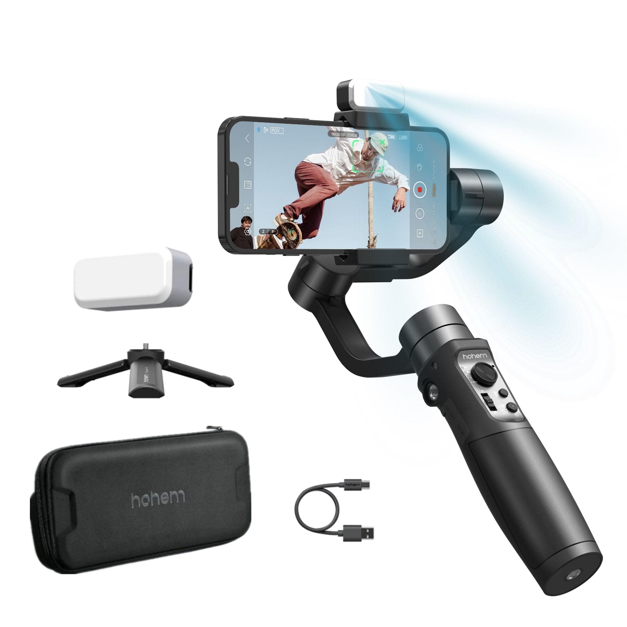 iSteady Mobile Plus Kit Smartphone Gimbal Stabilizer,3-Axis Phone Gimbal w/Fill Light,360° Infinite Rotation,Max Payload 280g,Android and Phone Gimbal,YouTube TikTok Video Vlogging Stabilizer