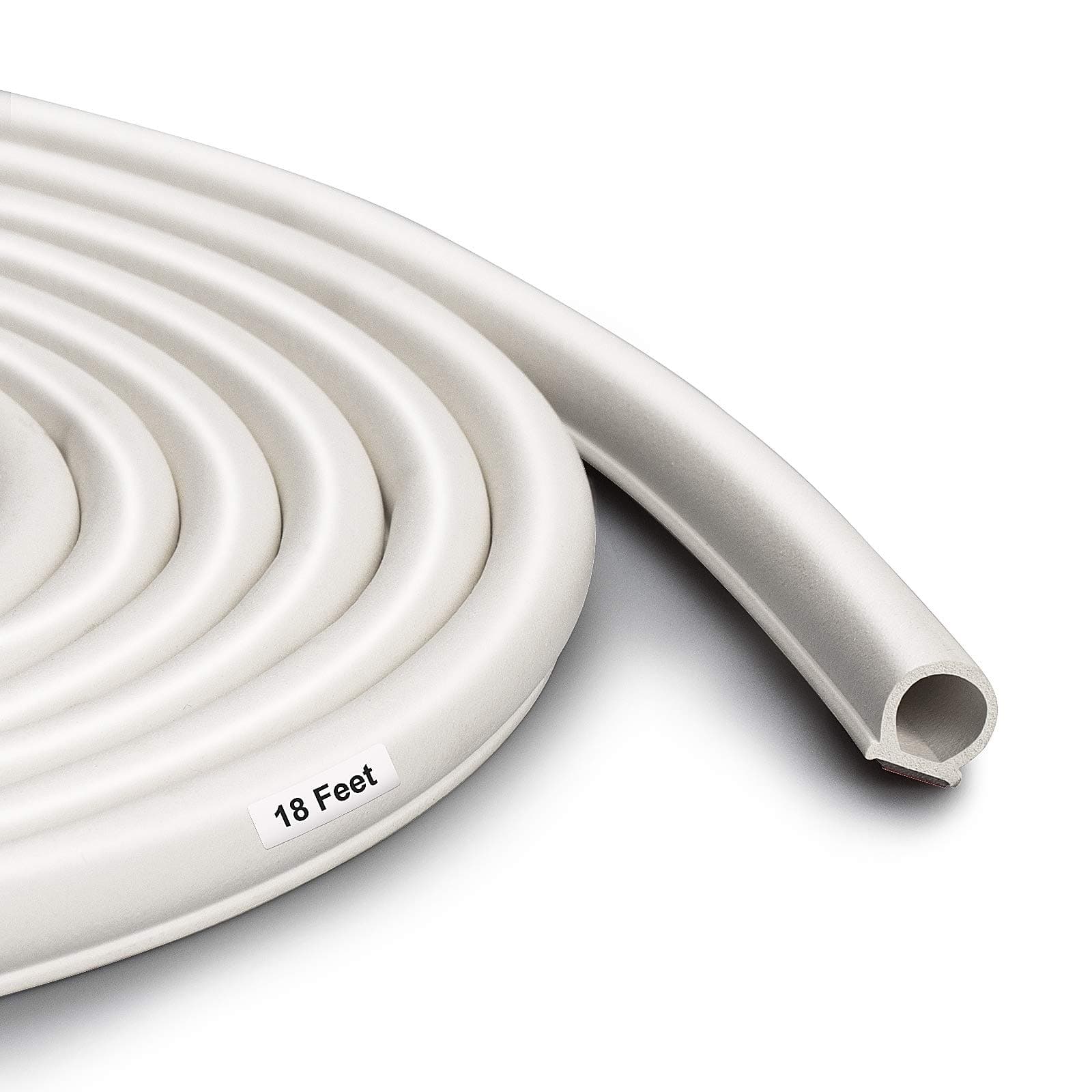 Weather Stripping Seal Strip for Doors/Windows, Self-Adhesive Backing Seals Large Gap， Easy Cut to Size 1 (White, 18FEET)