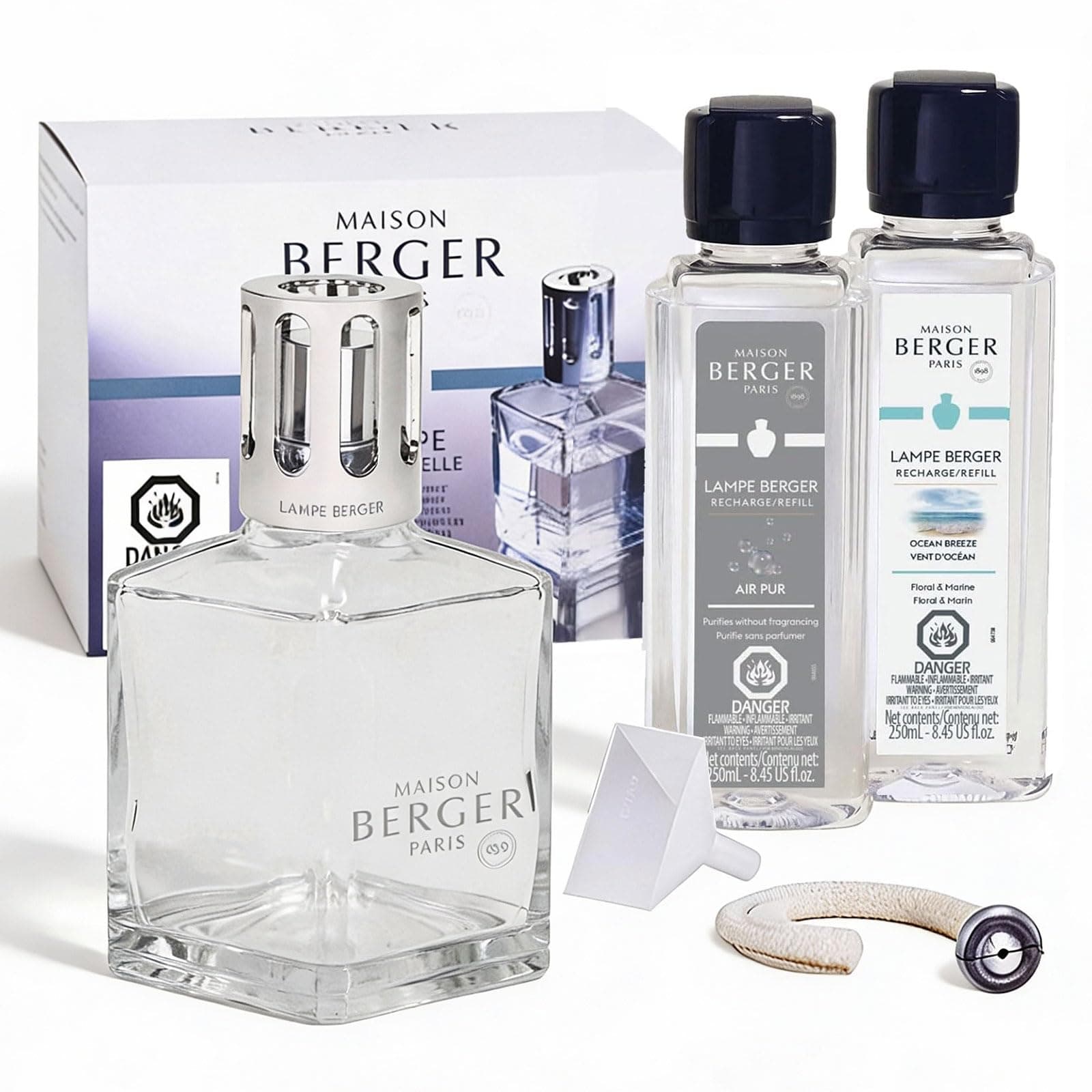 Lampe Berger Giftset - Essential Square - Home Fragrance Diffuser - Includes 2 Fragrances So Neutral and Ocean Breeze - 180 milliliters - 6.08 Fluid Ounces