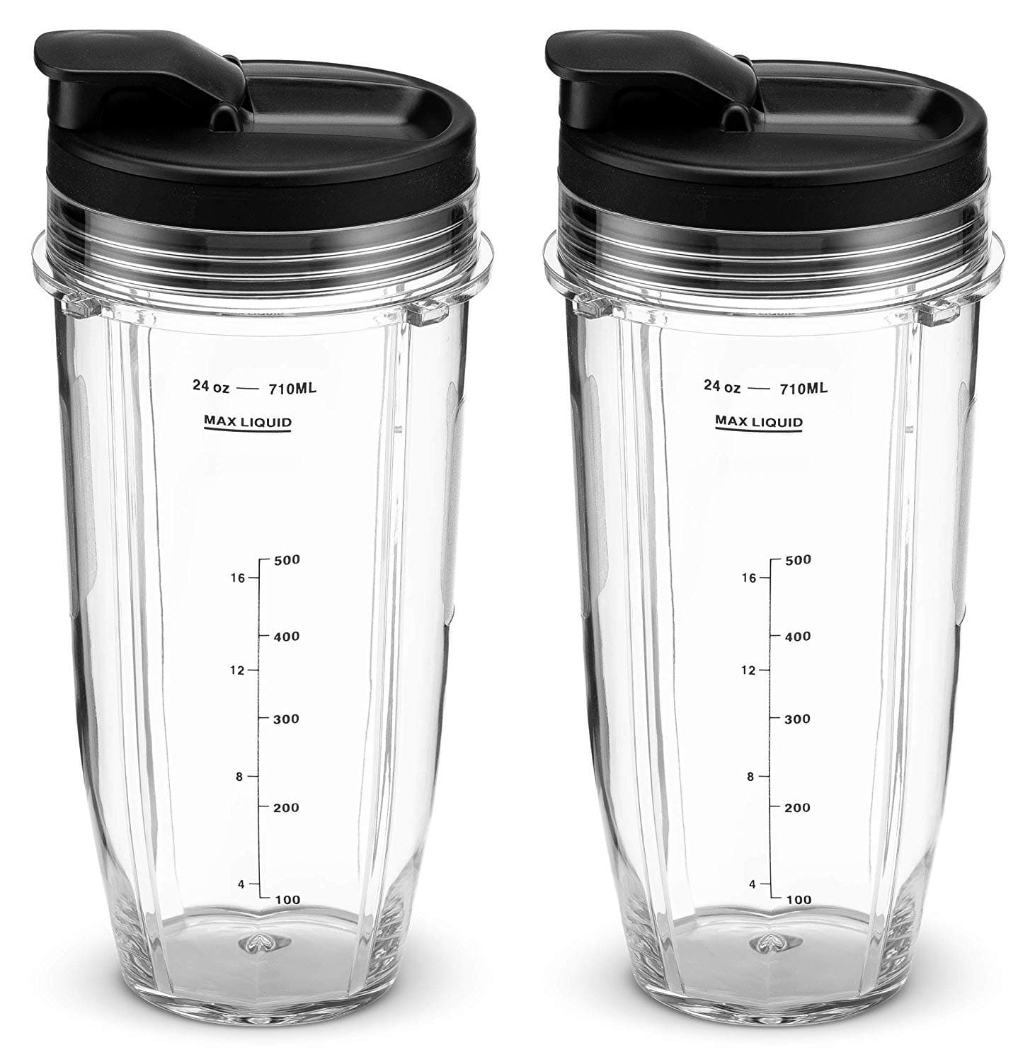 24OZ Cup for Compatible with Nutri Ninja Blender Replacement Parts with Spout Lids for Compatible with Nutri Ninja Blenders 900W BL450 and 1000W Auto-iQ BL480 BL482 BL482-30 BL682 (2Pack) by Poweka