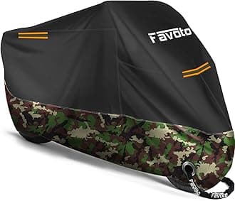 Favoto Improved Version Motorcycle Cover All Season 210D Waterproof Outdoor 96.5" Motorbike Garage Cover Winter-proof with 2 Windproof Buckles 245 cm x 105 cm x 125 cm